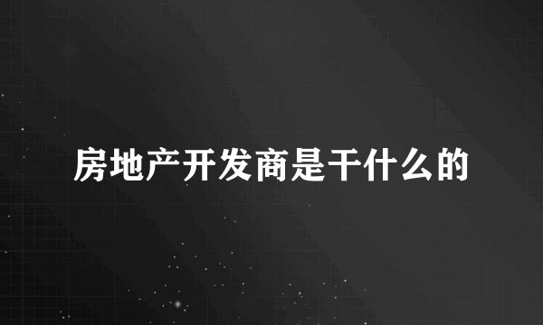 房地产开发商是干什么的