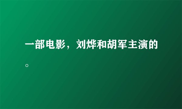 一部电影，刘烨和胡军主演的。
