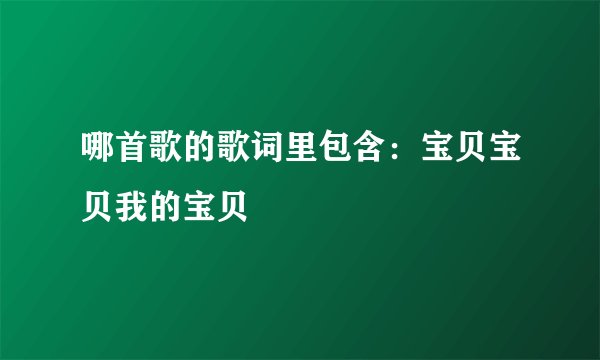 哪首歌的歌词里包含：宝贝宝贝我的宝贝