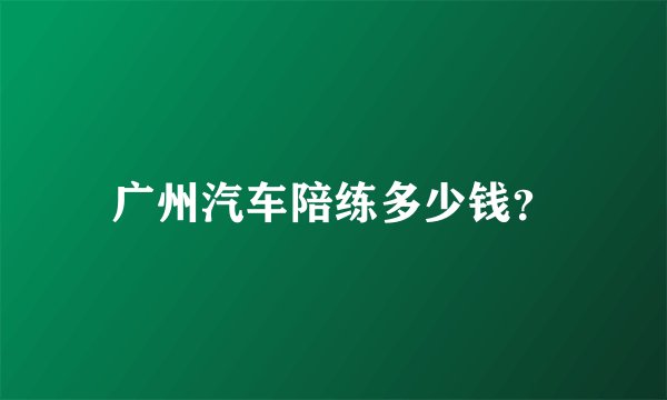 广州汽车陪练多少钱？