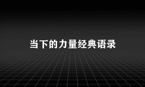 当下的力量经典语录