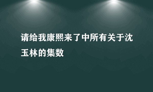 请给我康熙来了中所有关于沈玉林的集数