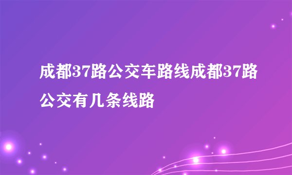 成都37路公交车路线成都37路公交有几条线路