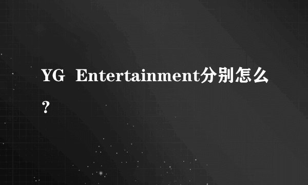 YG  Entertainment分别怎么？